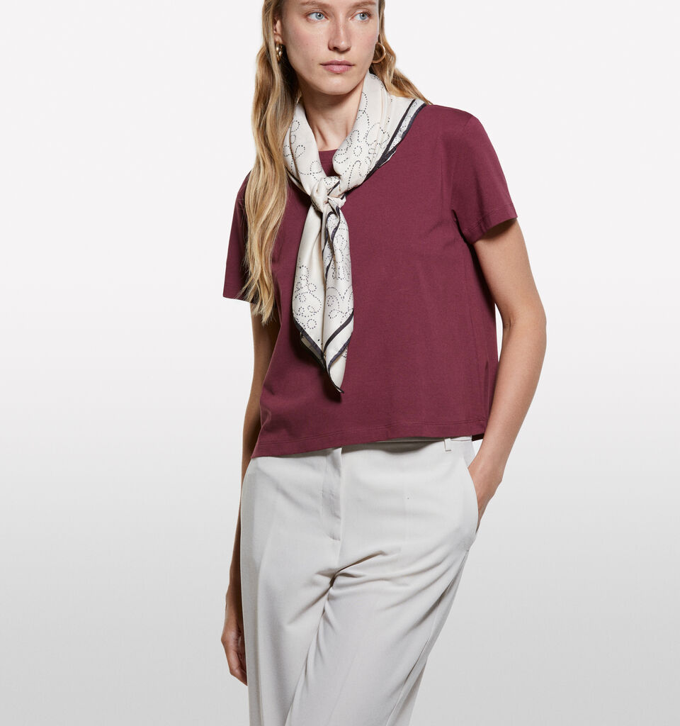 Burgundy boxy fit t-shirt - women's short sleeve t-shirts - Burgundy | Sisley image number 3